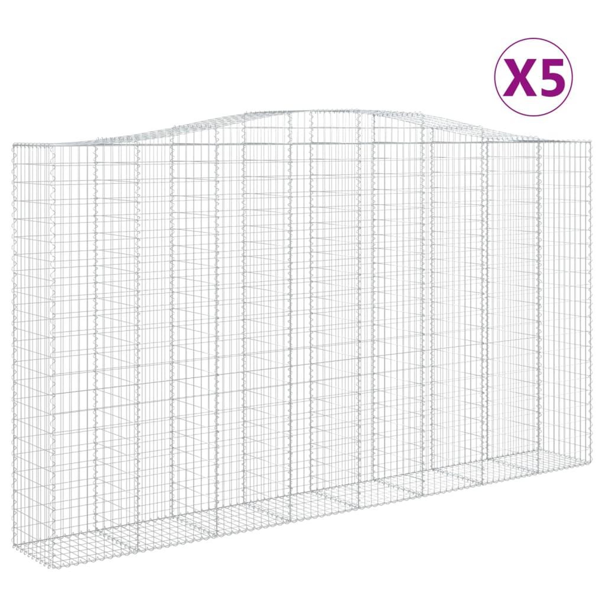 Voir la diapositive 2 : VIDAXL Paniers a gabions arques 5 pcs 400x50x220/240 cm Fer galvanise