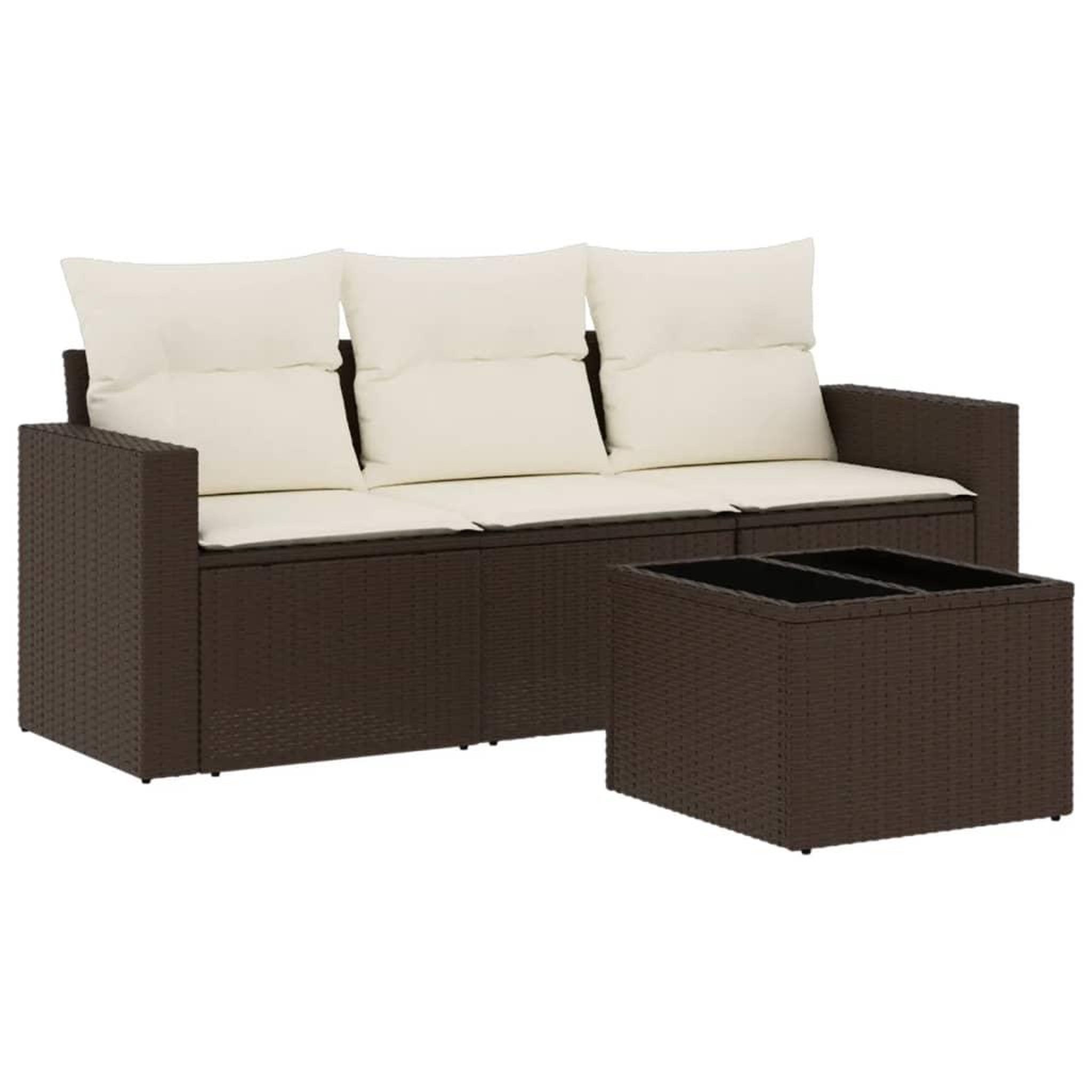 Voir la diapositive 2 : VIDAXL Salon de jardin 4 pcs avec coussins marron resine tressee