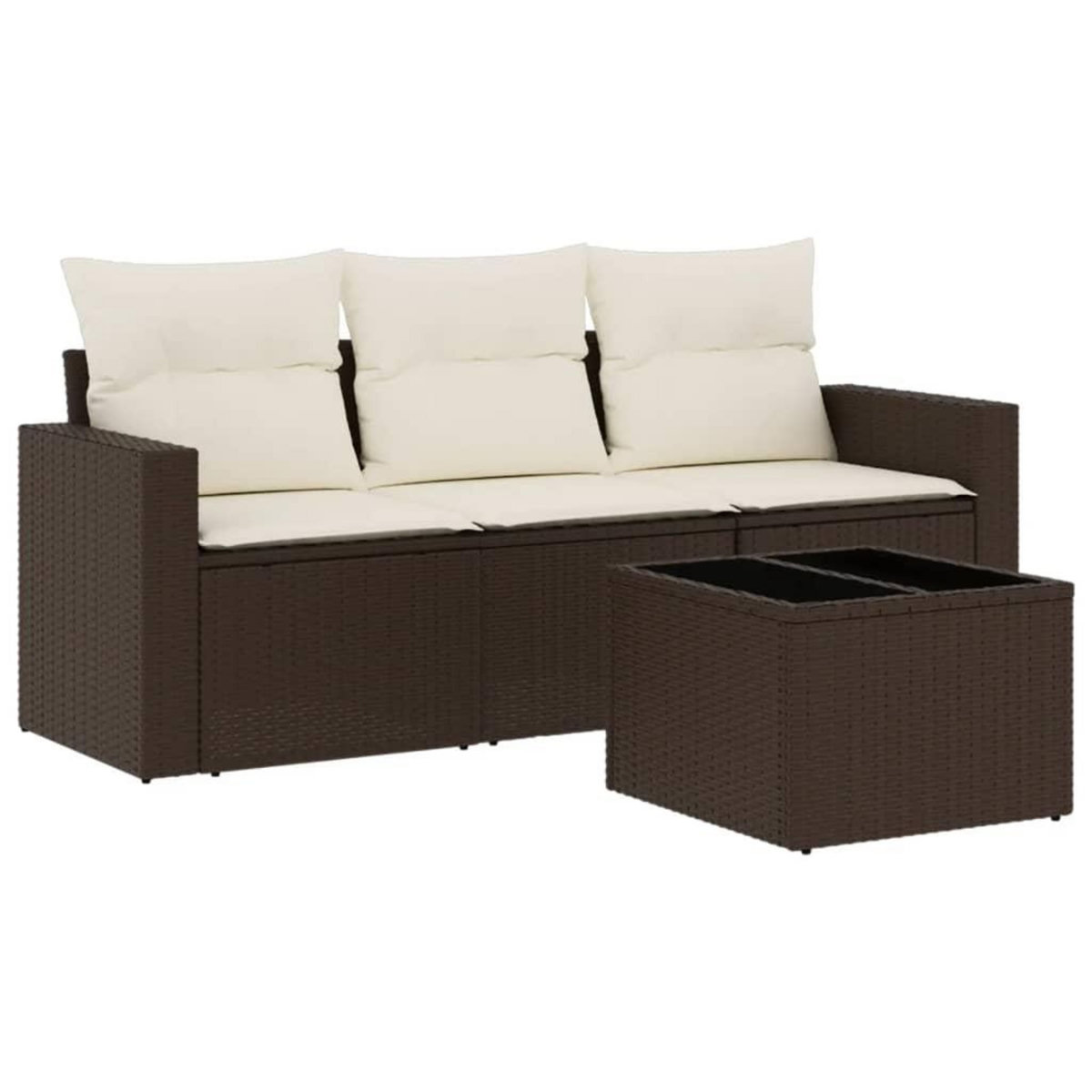 VIDAXL Salon de jardin 4 pcs avec coussins marron resine tressee