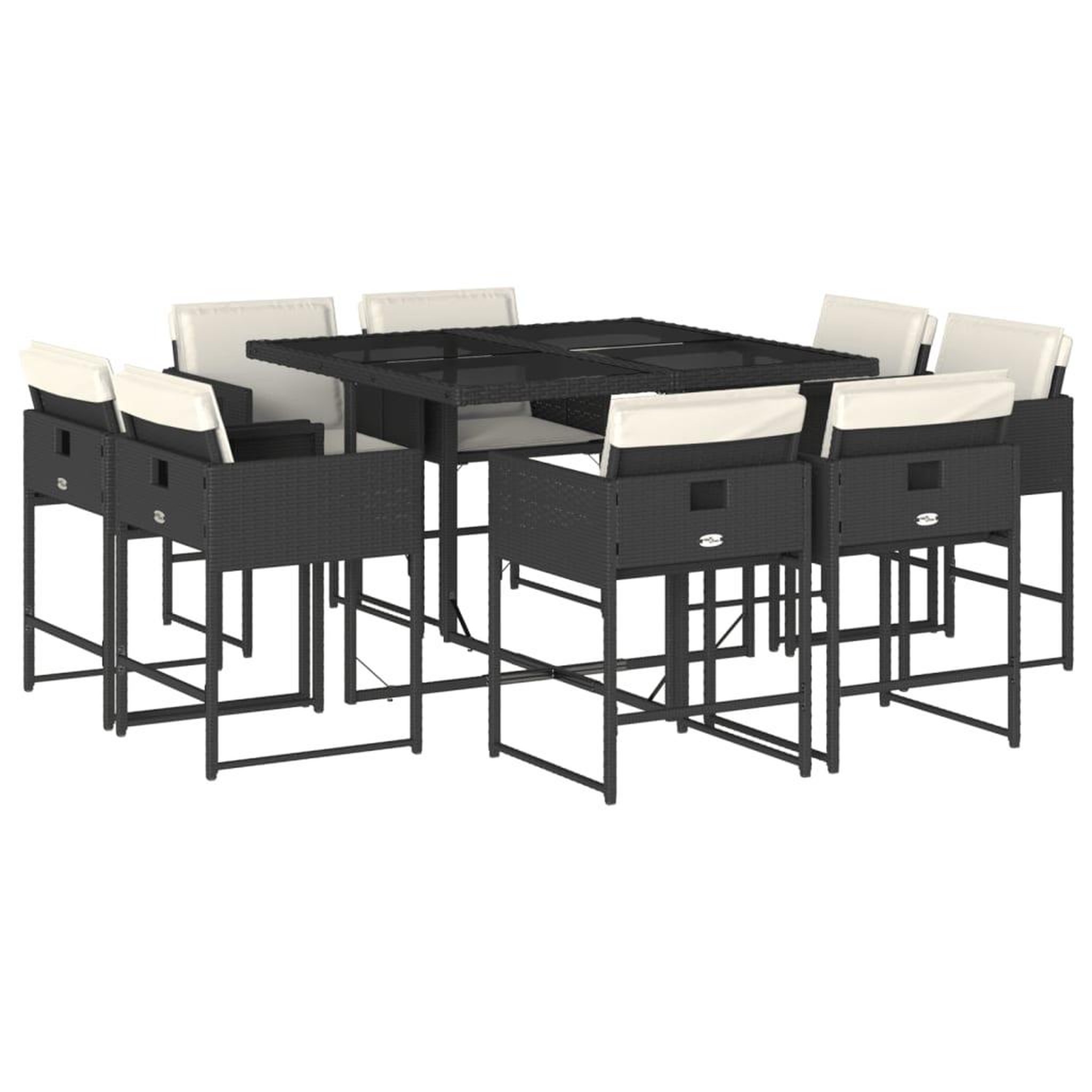 Voir la diapositive 2 : VIDAXL Ensemble a manger de jardin 9pcs coussins noir resine tressee