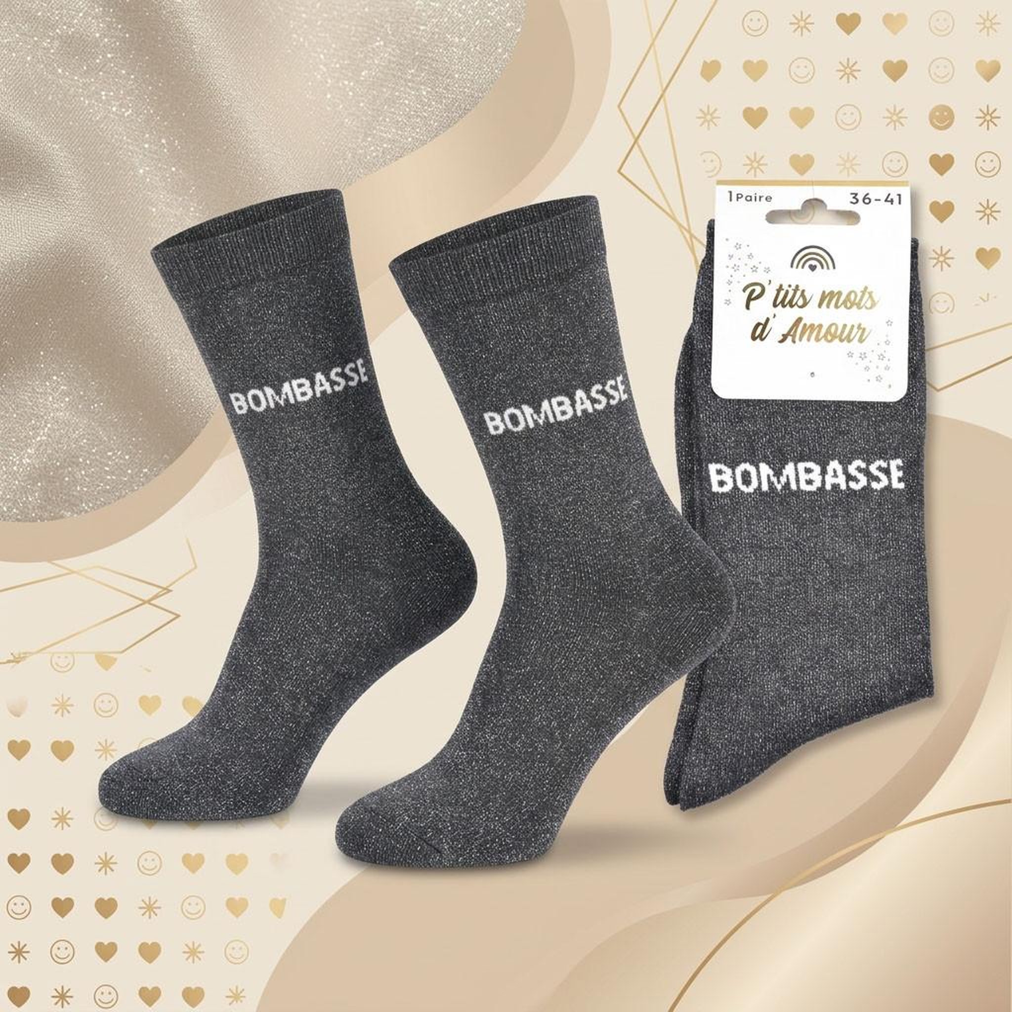 Voir la diapositive 4 : OZABI Chaussettes Femme Lurex Message Humoristique
