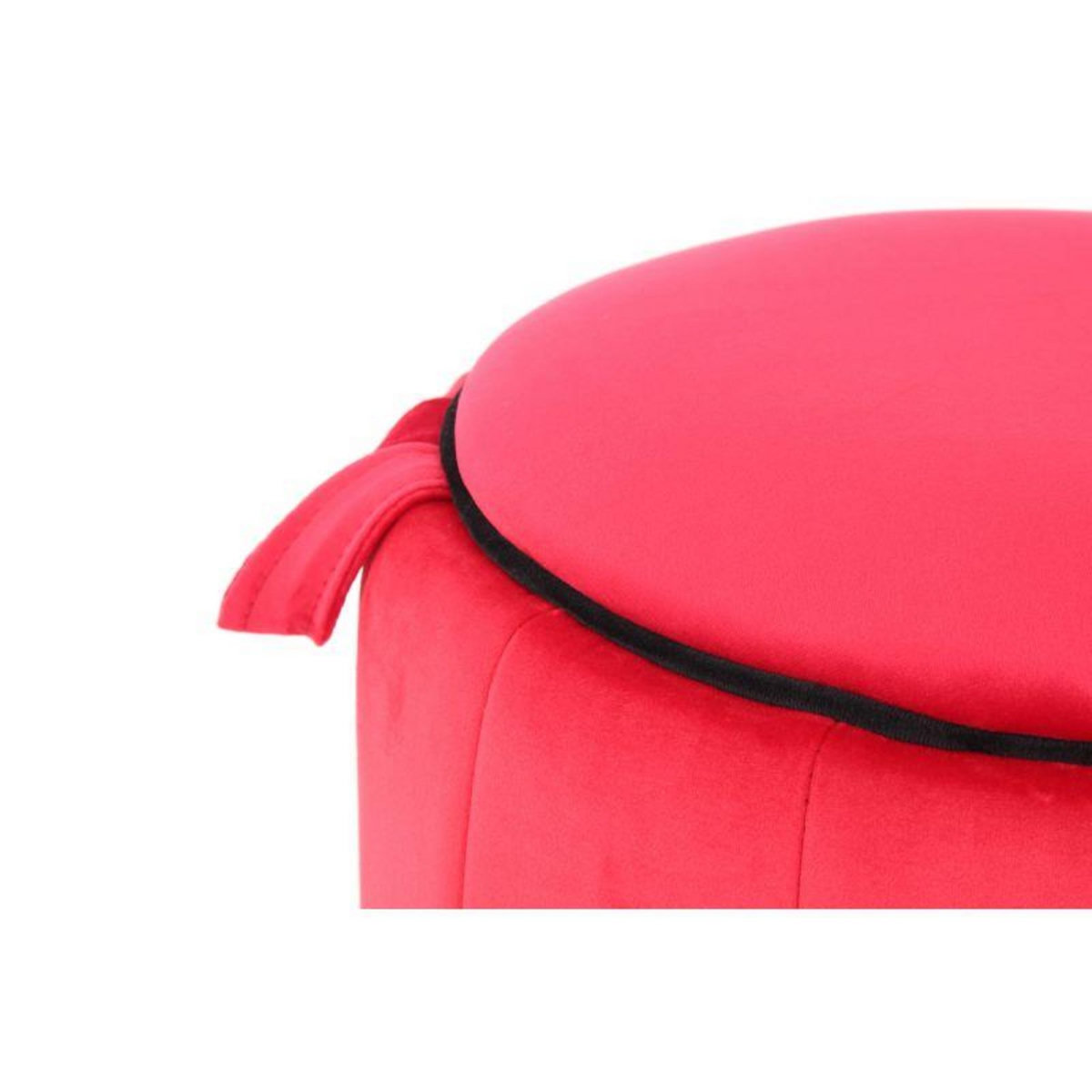 Paris Prix Pouf Rond Velours  Reese  43cm Rouge