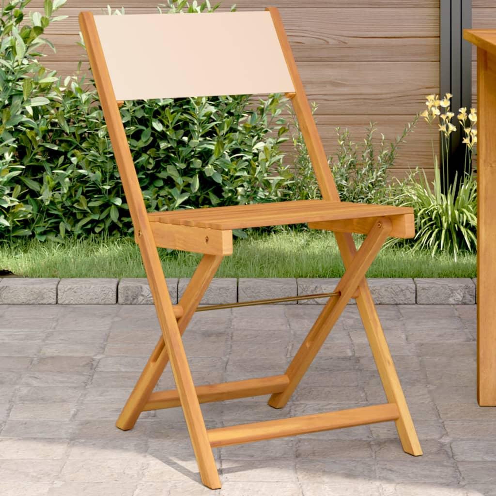 VIDAXL Chaises de bistrot lot de 2 beige bois d'acacia massif et tissu