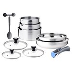 Arthur Martin Batterie de cuisine induction 10 pièces amovible inox