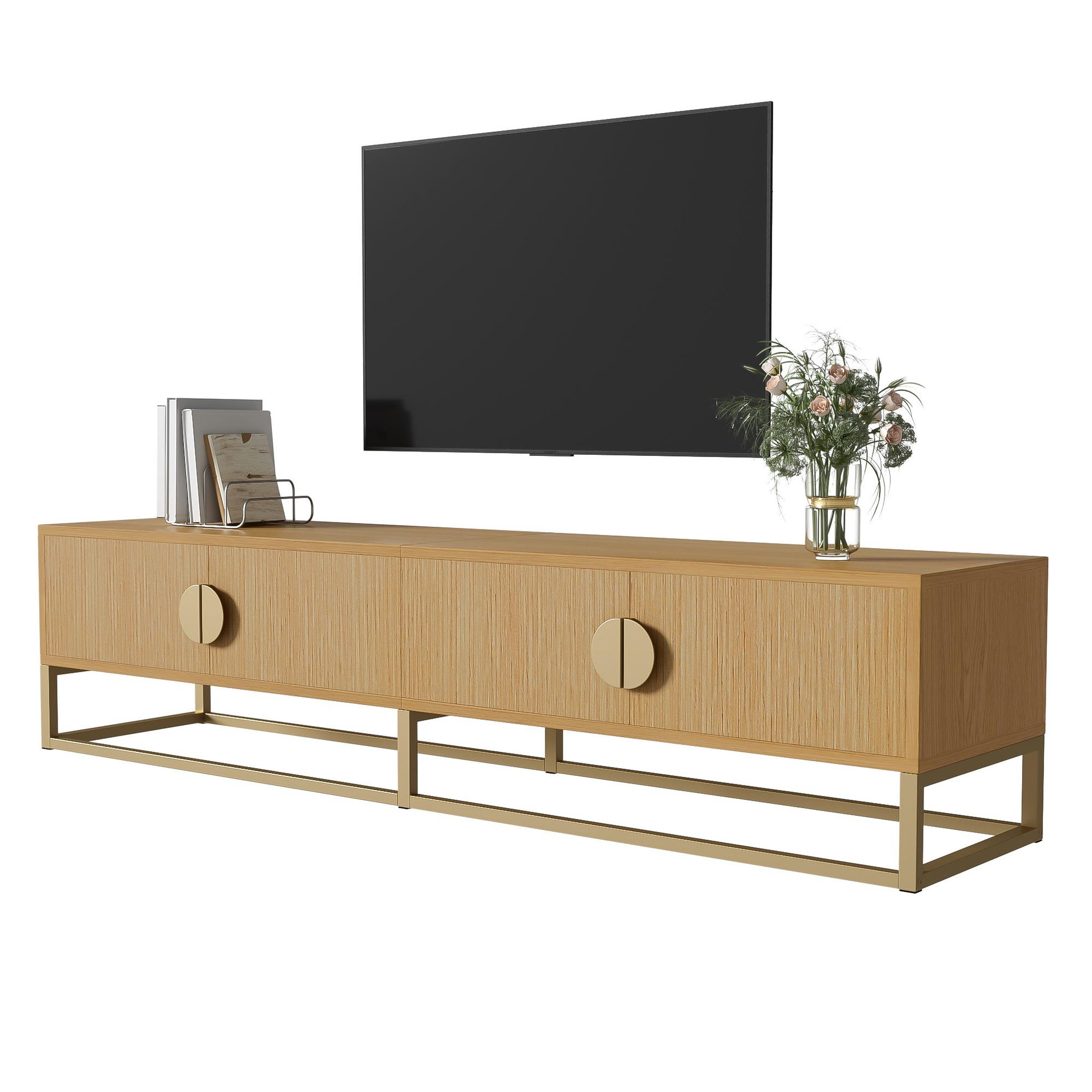 MERAX Meuble tv bois clair 180 cm mdf