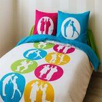 Home collection Parure housse de couette 100% coton scene de menage. Coloris disponibles : Blanc