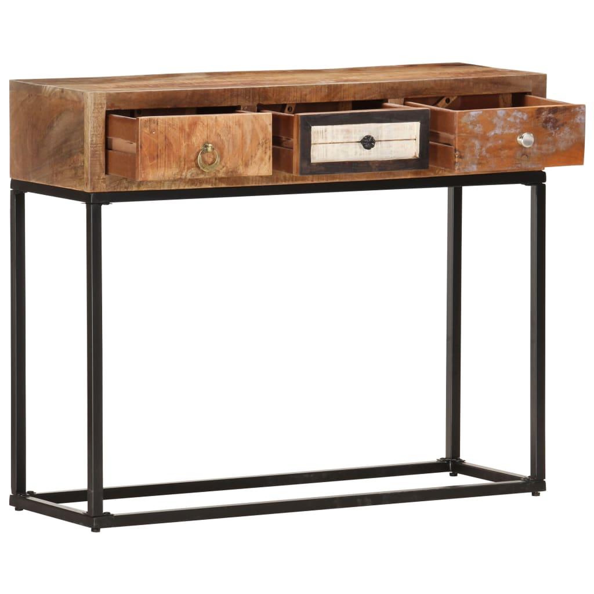 Voir la diapositive 2 : VIDAXL Table console dore 90x30x75 cm bois de recuperation massif