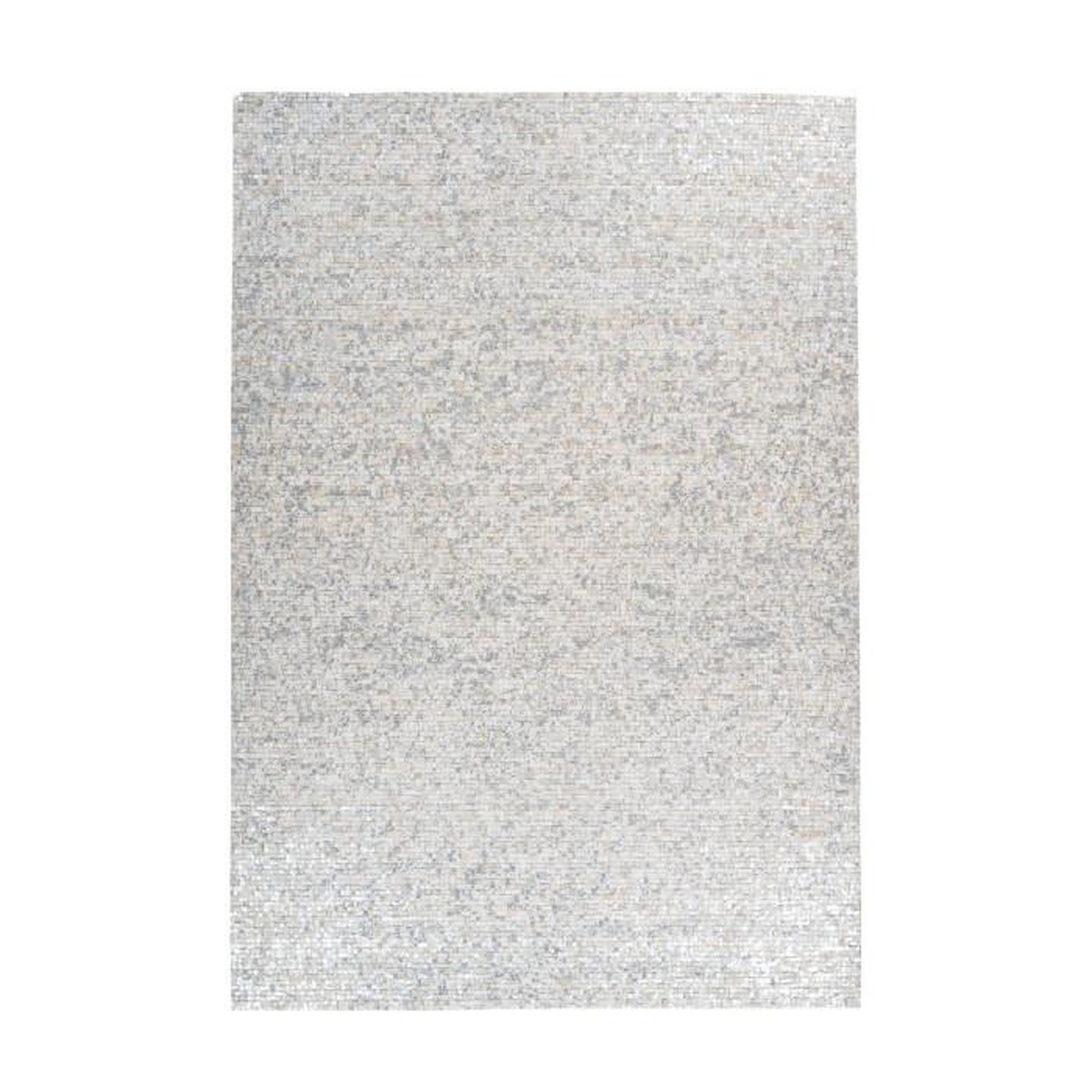 Paris Prix Tapis en Cuir Fait Main  Finish  Blanc & Argent. Coloris disponibles : Blanc