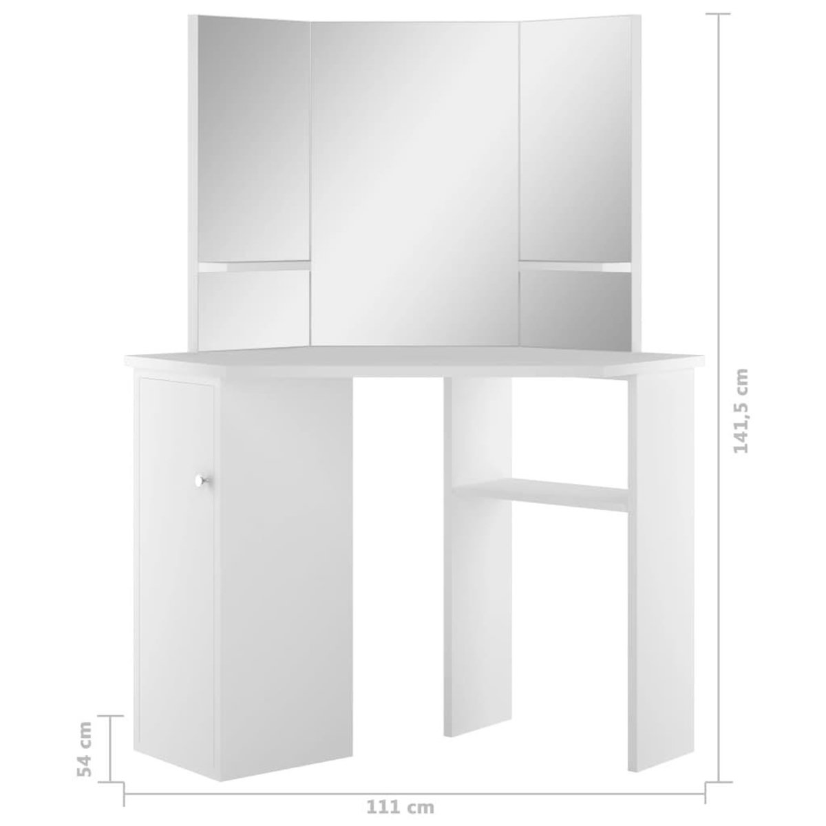 VIDAXL Coiffeuse d'angle Table de maquillage cosmetique Blanc
