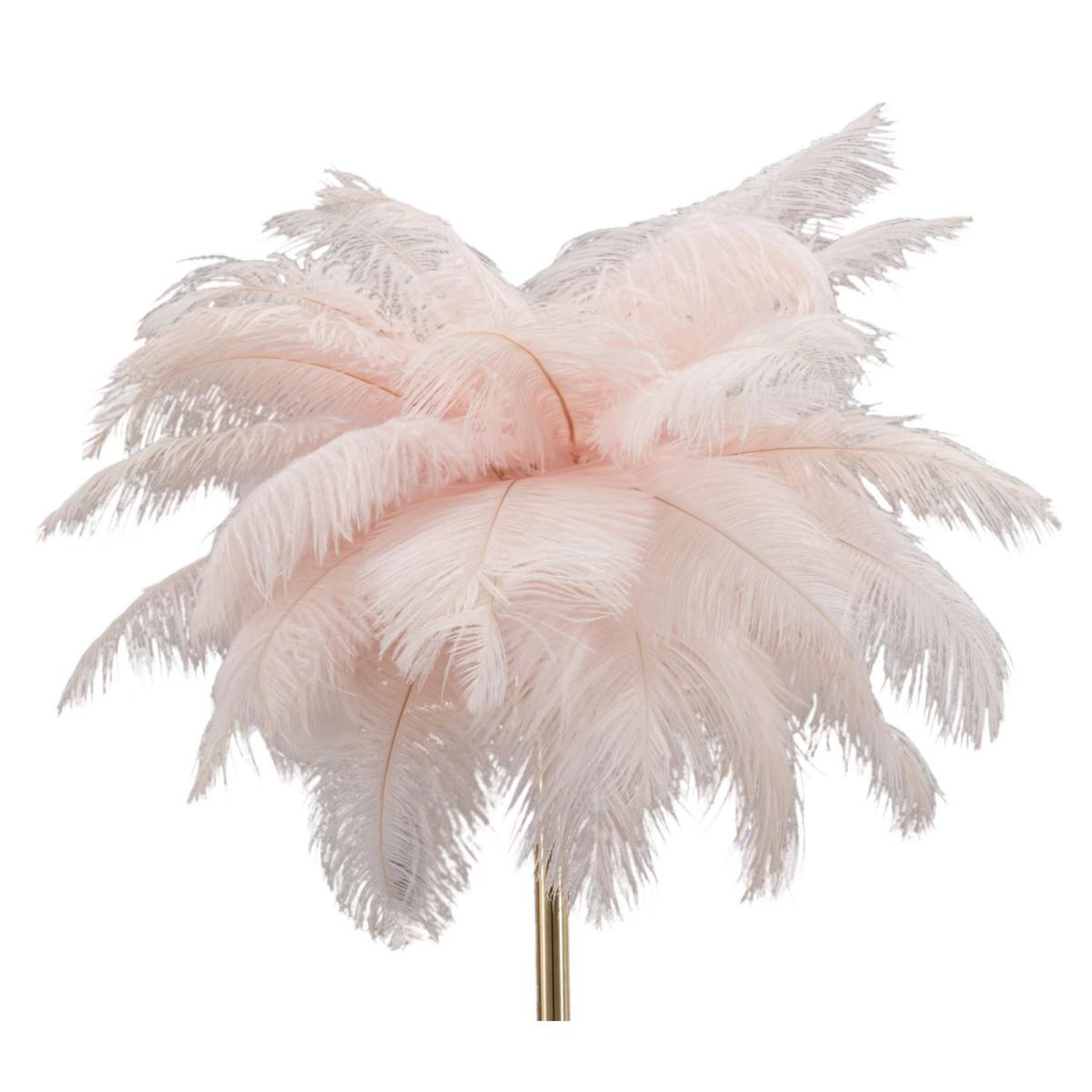 Voir la diapositive 2 : Paris Prix Lampe à poser imitation plume  palm  60cm or & rose