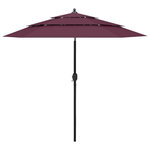 VIDAXL Parasol de jardin a 3 niveaux mat en aluminium rouge bordeaux