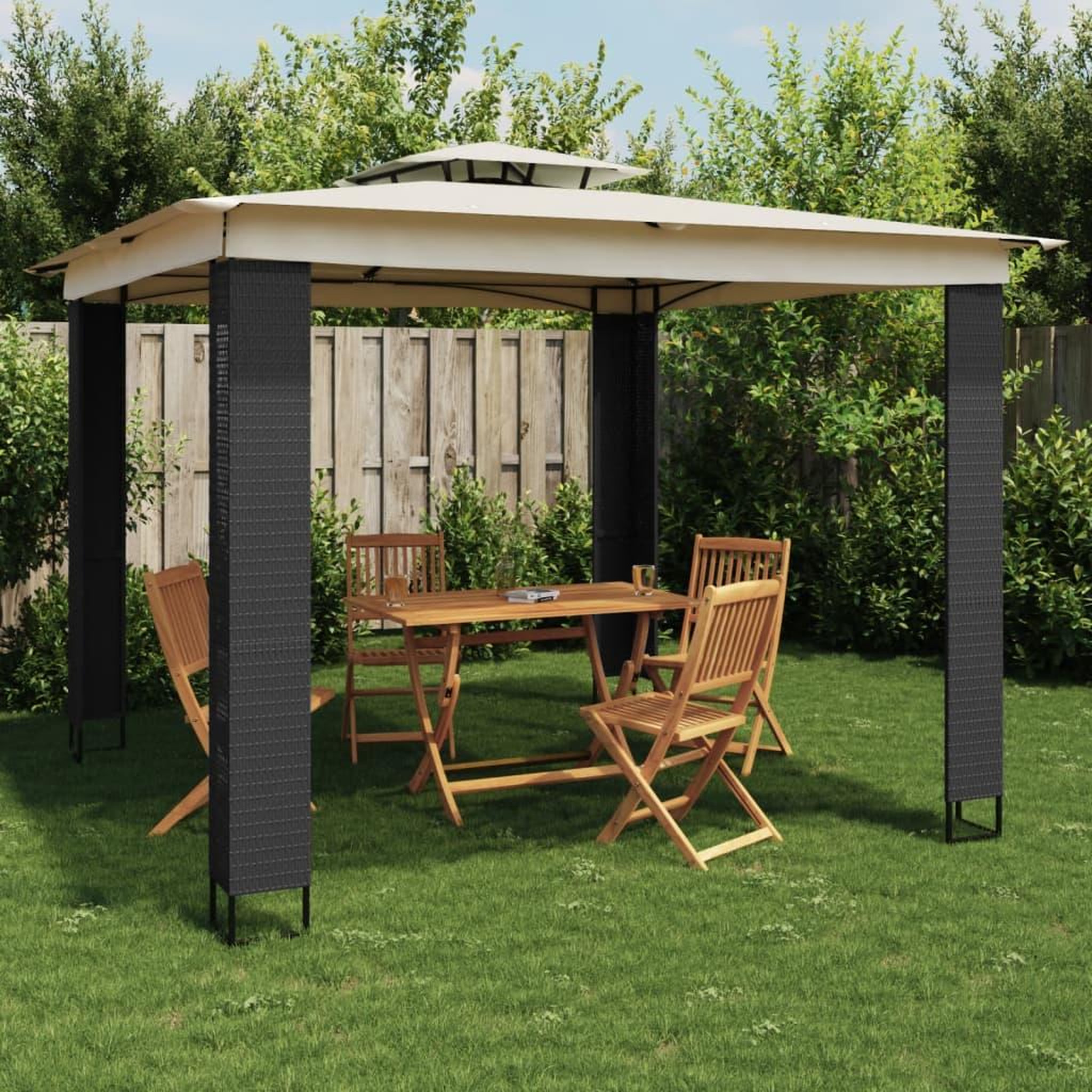 VIDAXL Tonnelle a double toit creme 2,94x2,94 m acier