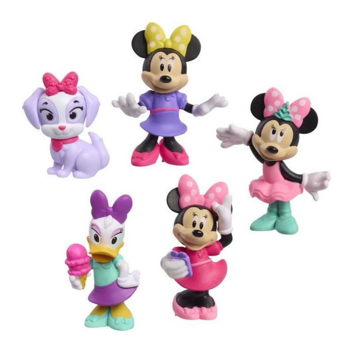 Figurines - DISNEY MINNIE MOUSE - Pack de 5 Figurines Minnie Mouse - Non articulées, 6 cm