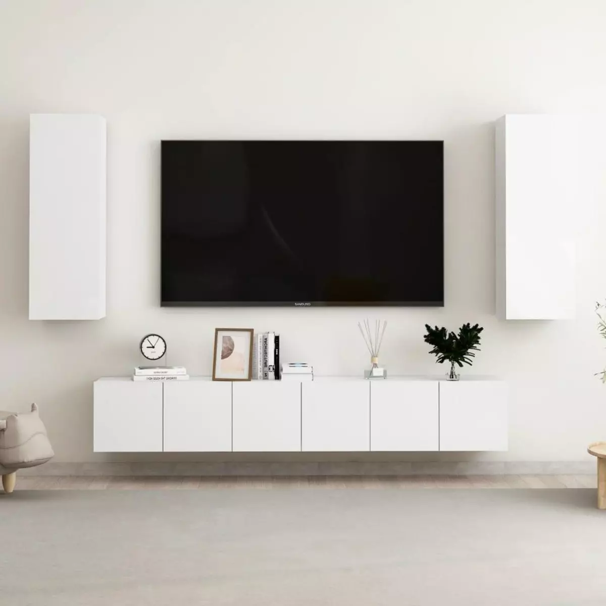 VIDAXL Ensemble de meubles TV 5 pcs Blanc brillant Agglomere