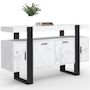 Voir la diapositive 1 : ID MARKET Buffet 140 cm PHOENIX 4 portes effet marbre blanc ALASKA et noir