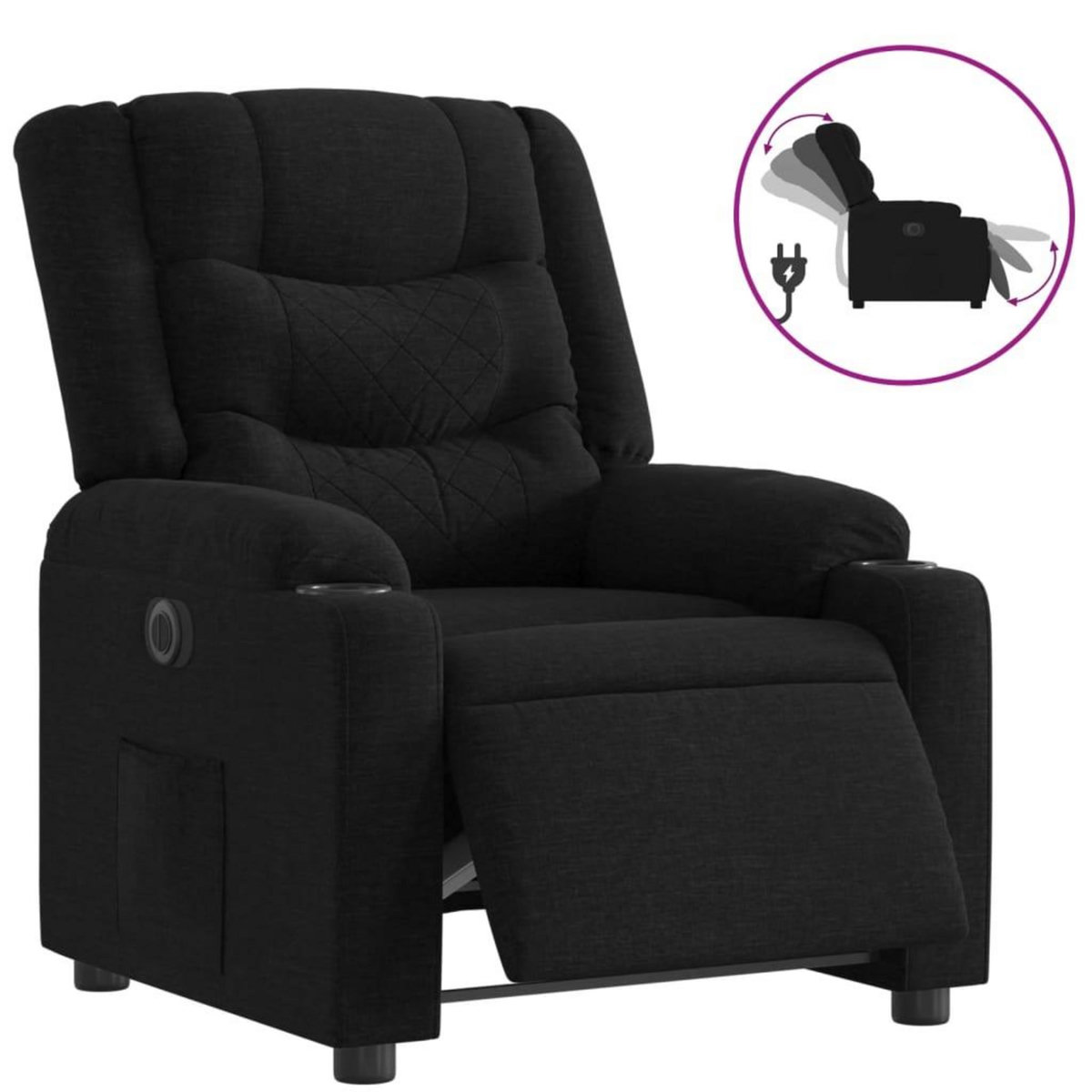 VIDAXL Fauteuil inclinable electrique Noir Tissu