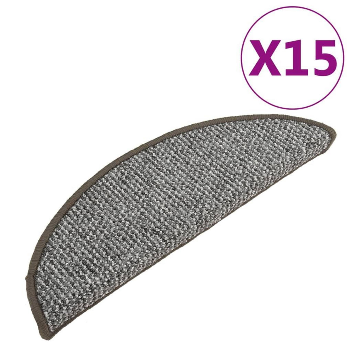 VIDAXL Tapis de marches d'escalier 15 pcs Gris 65x21x4 cm