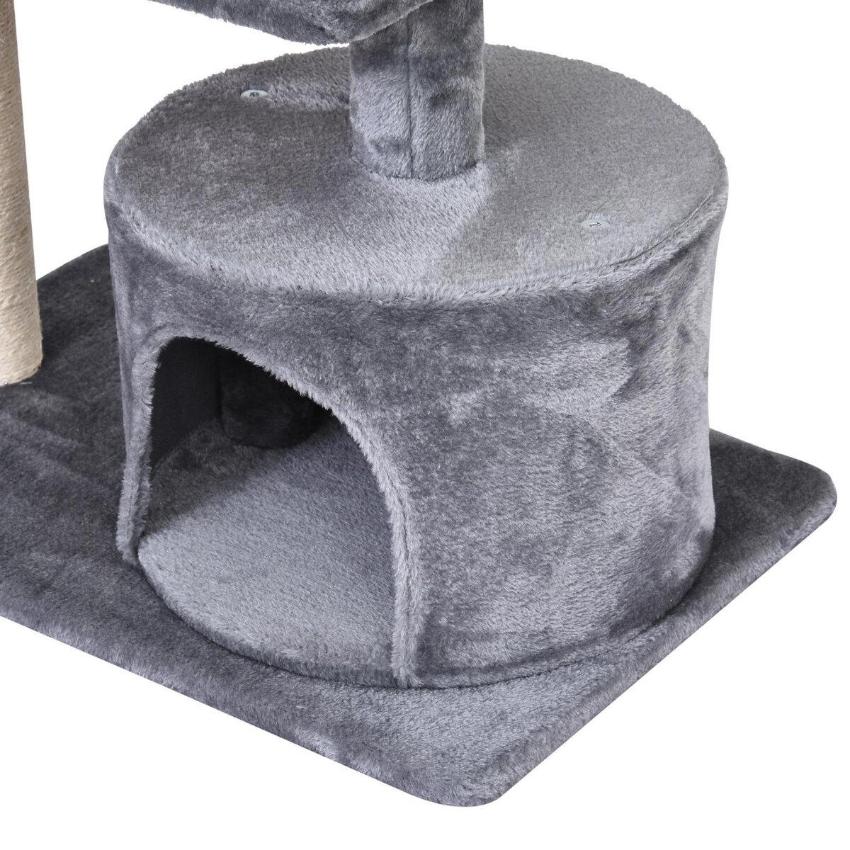 PAWHUT Arbre à chats griffoir sisal naturel centre d'activités niche plateformes jeu boule suspendue et à ressort gris