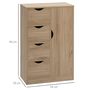 Voir la diapositive 3 : HOMCOM Meuble de rangement moderne 1 porte 4 tiroirs - panneaux particules aspect chêne clair