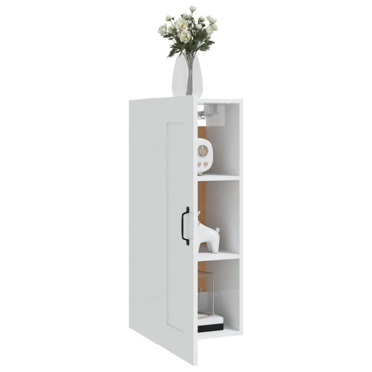 VIDAXL Armoire suspendue Blanc brillant 35x34x90 cm Bois d'ingenierie
