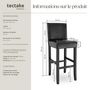 Voir la diapositive 6 : tectake Tabouret de bar rembourré avec dossier noir lot de 2