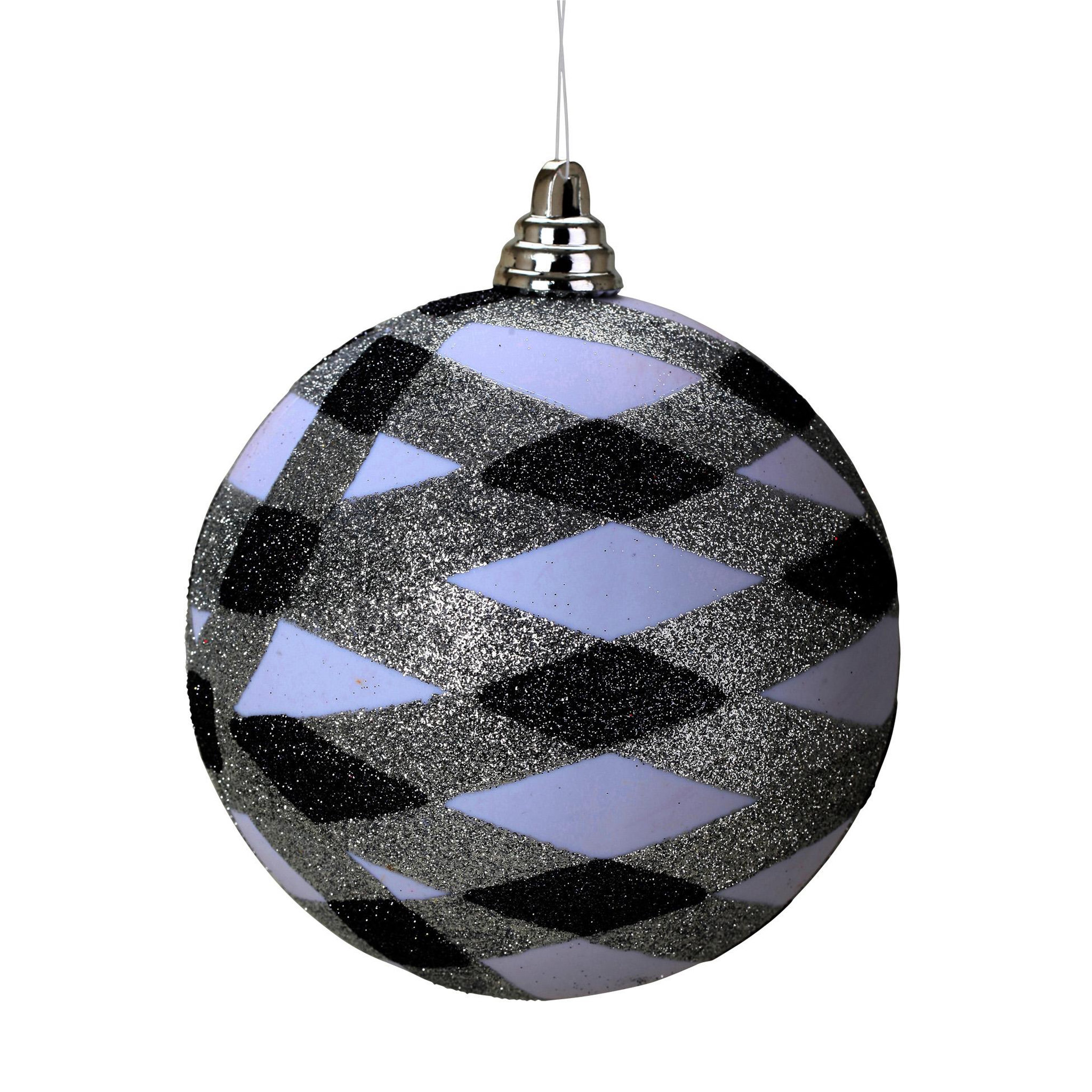 Eden Boule de décoration de sapion de noël pailletée  blanc argenté et noir