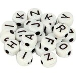 Artemio 300 perles Alphabet 7 mm - blanc et noir