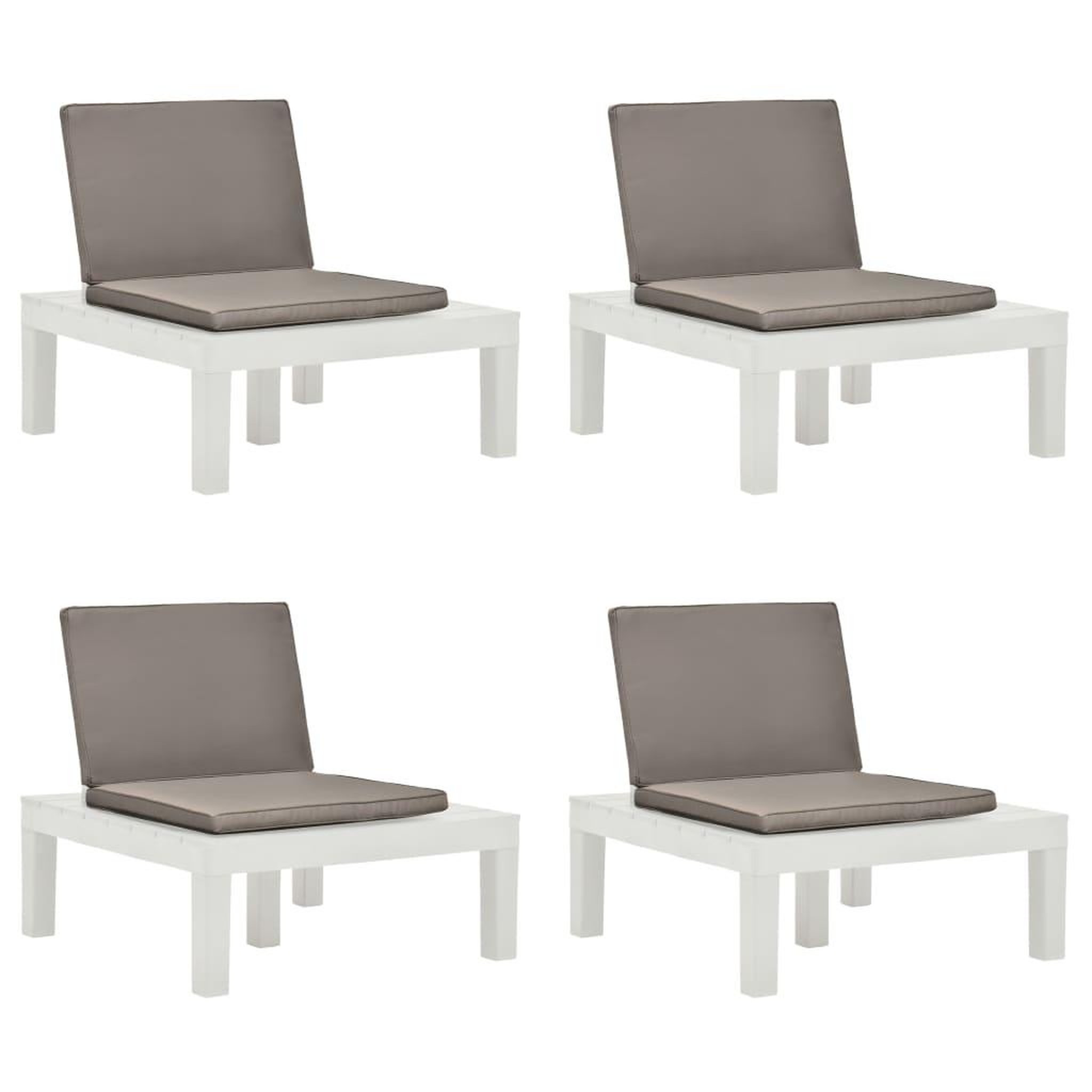 Voir la diapositive 1 : VIDAXL Chaises de salon de jardin et coussins lot de 4 Plastique Blanc