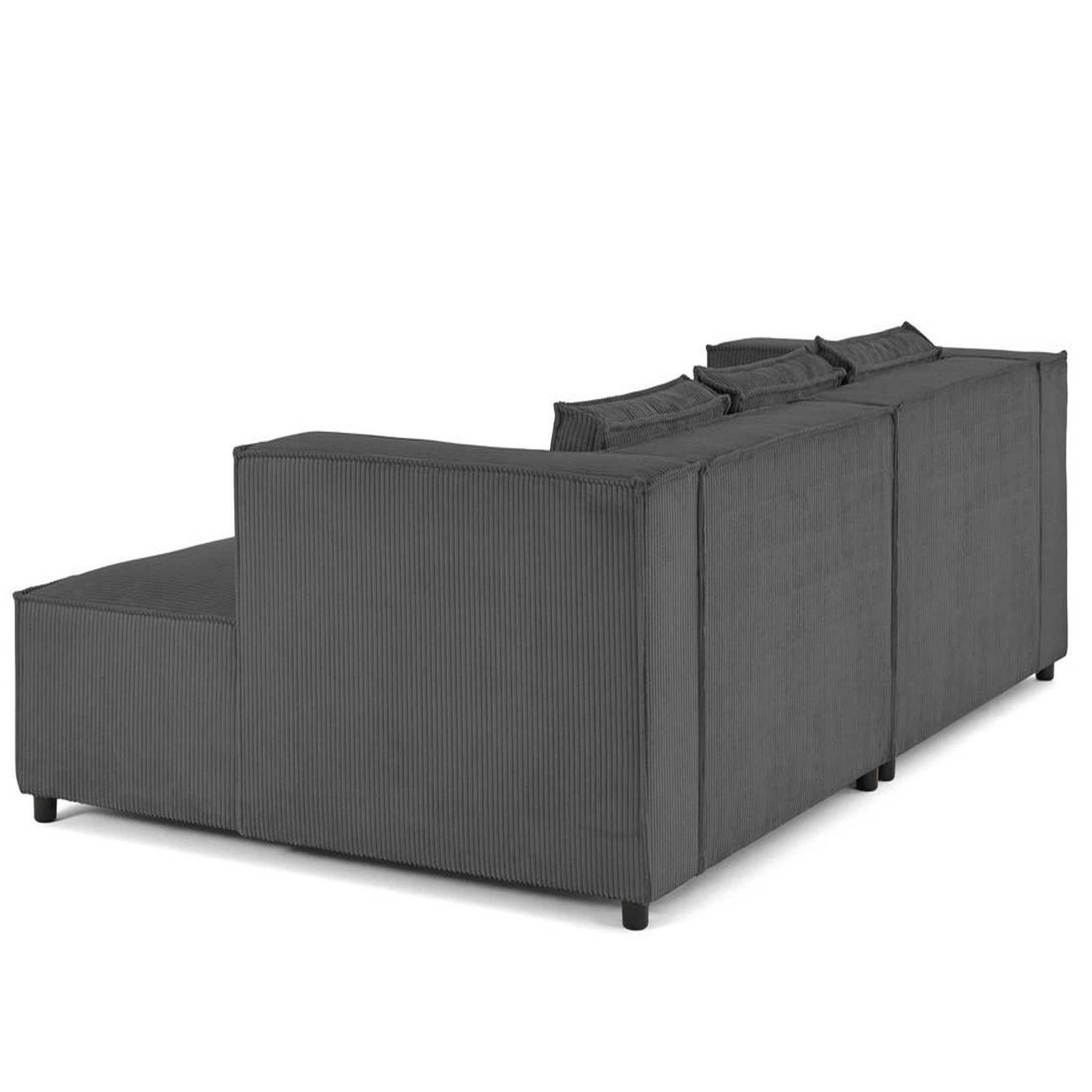 Voir la diapositive 6 : LISA DESIGN Stella - canapé droit 3 places avec double méridienne - assise profonde - en velours côtelé