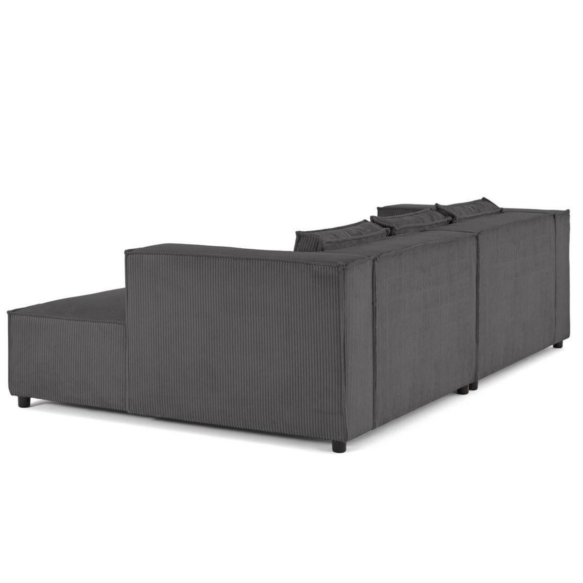 LISA DESIGN Stella - canapé droit 3 places avec double méridienne - assise profonde - en velours côtelé