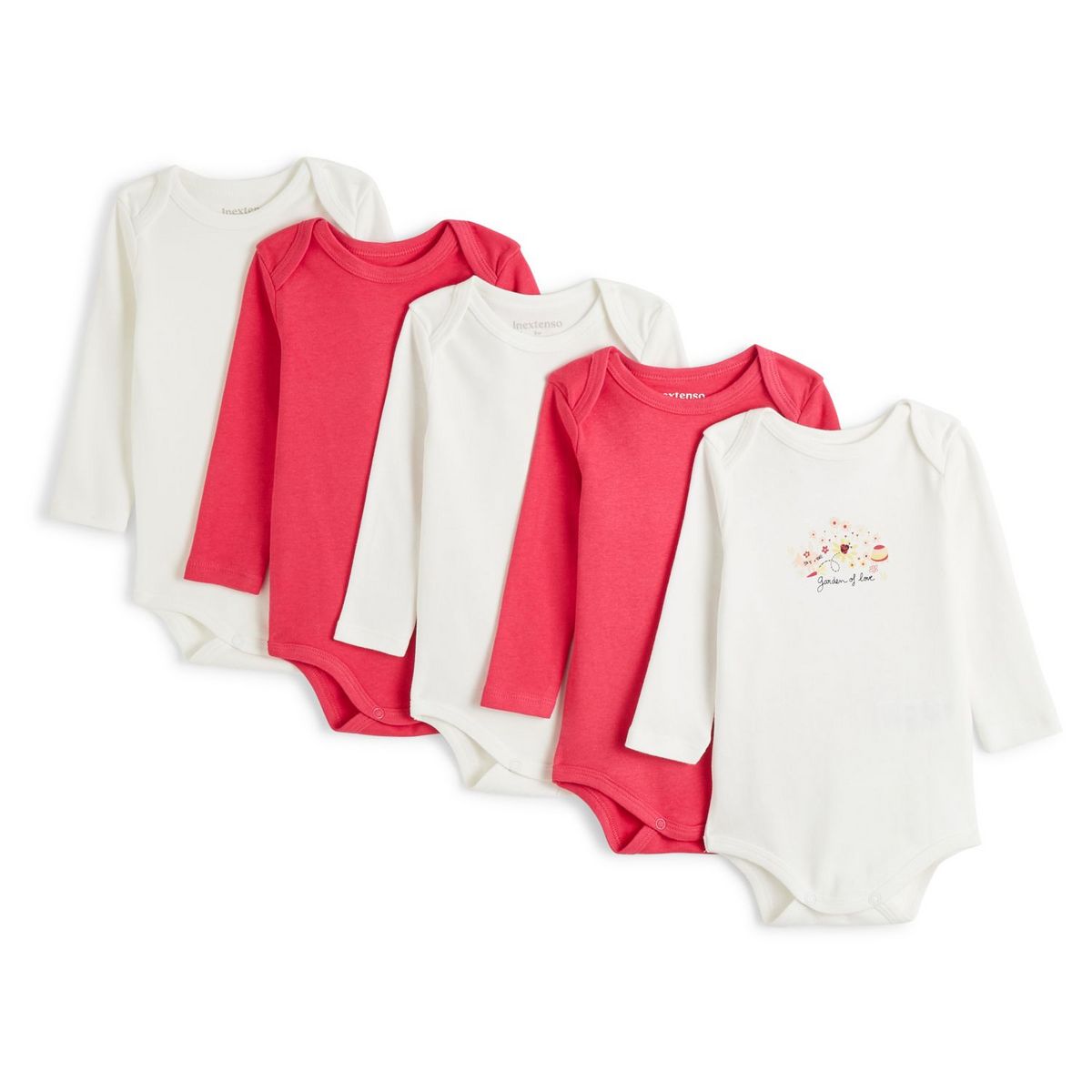 Lot De 5 Bodies Manches Longues 100% Coton Pour Bébé – Motif Lapin, Doux Et Sans Produits Nocifs