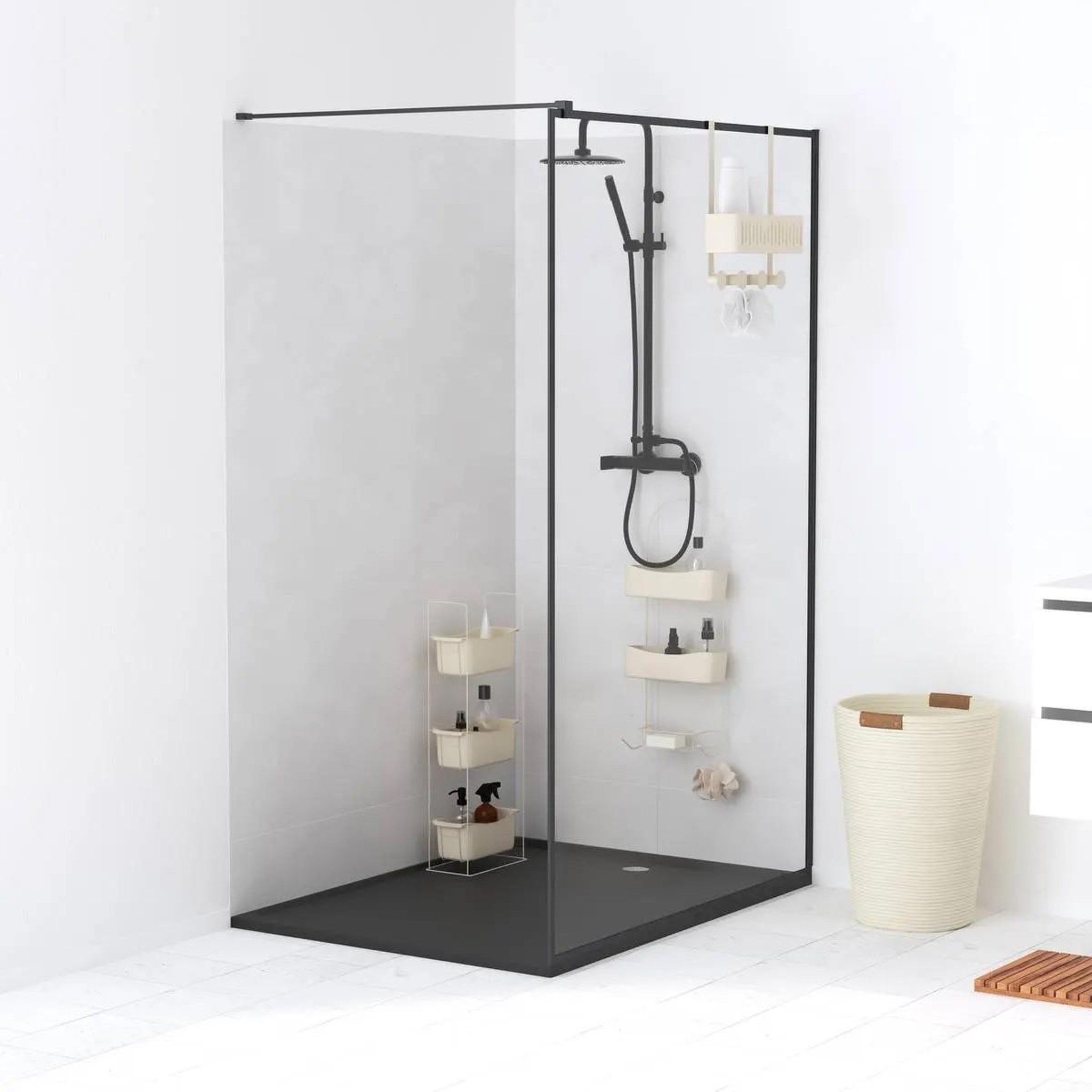 Voir la diapositive 6 : FIVE Serviteur de douche 2 niveaux  easy bath  68cm beige
