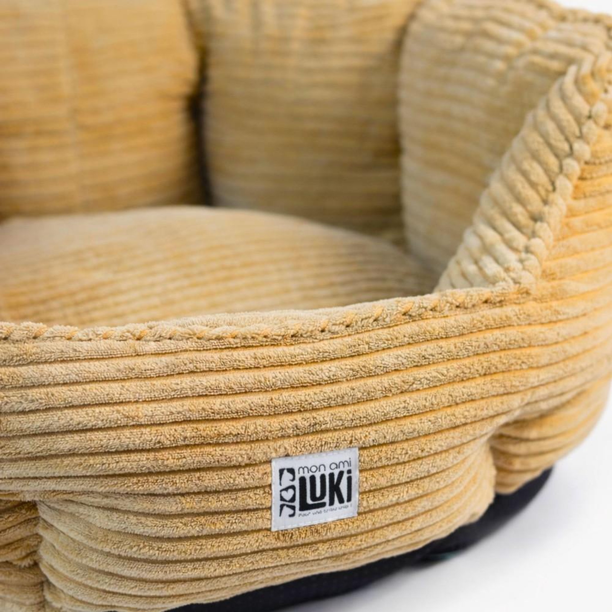 Voir la diapositive 3 : MON AMI LUKI Panier rond antidérapant velours côtelé sable pour chien