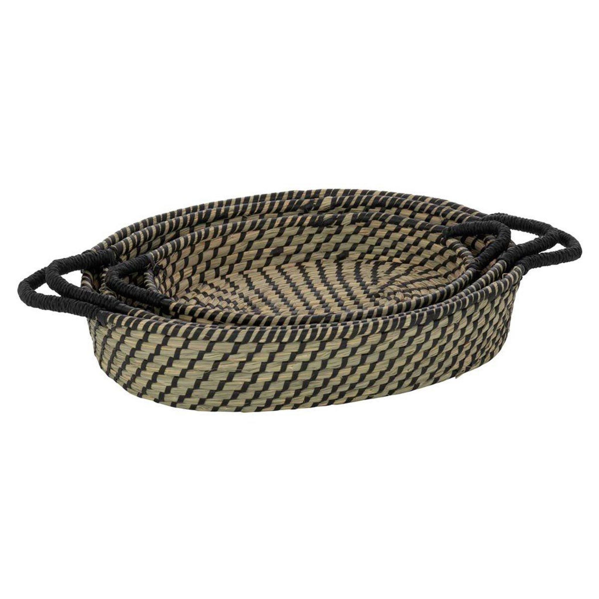 Voir la diapositive 2 : J-LINE Lot de 3 paniers déco  daren  47cm naturel & noir