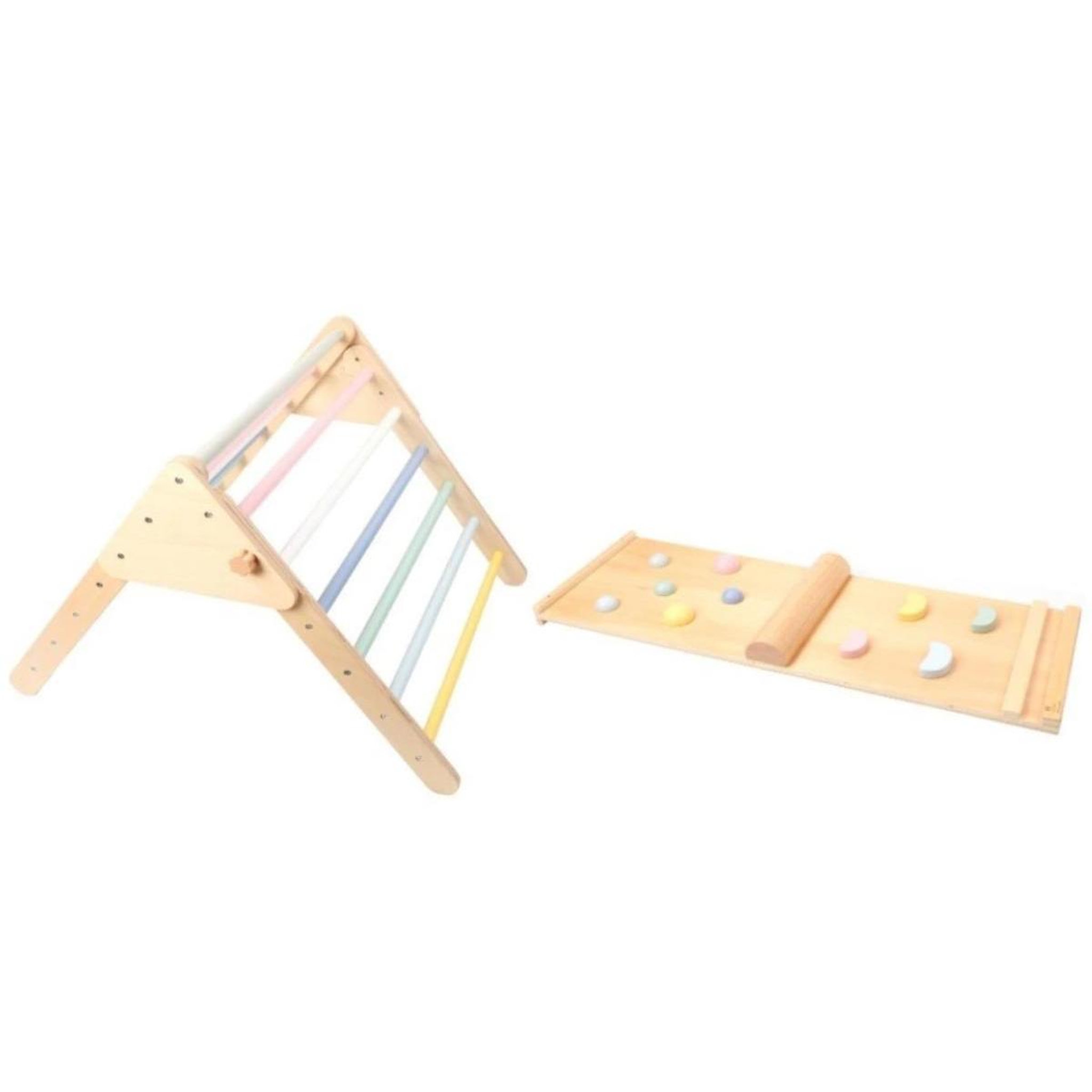 ELINELI Ensemble triangle Pikler avec planche - pastel