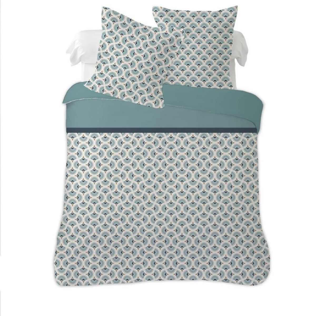 Dourev Housse de couette 240x220 BLUE + 2 taies 100% coton