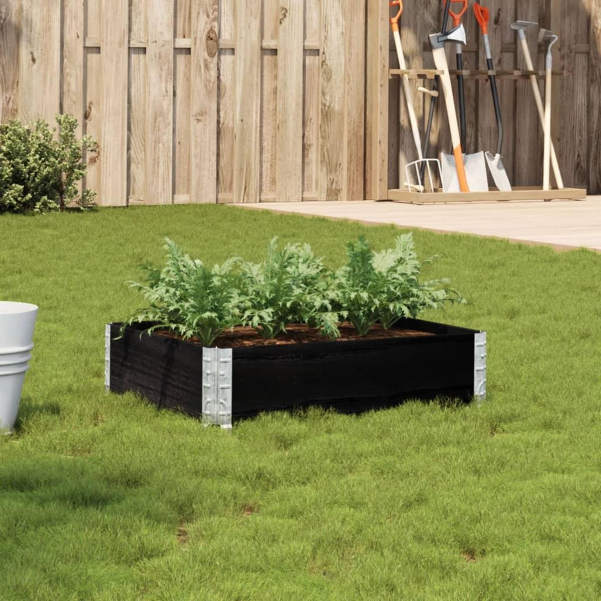 VIDAXL Jardiniere noir 80x60 cm bois massif de pin
