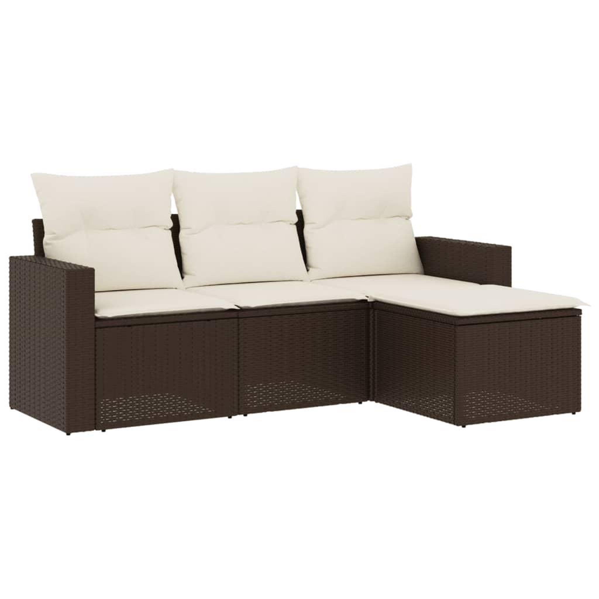 Voir la diapositive 2 : VIDAXL Salon de jardin 4 pcs avec coussins marron resine tressee