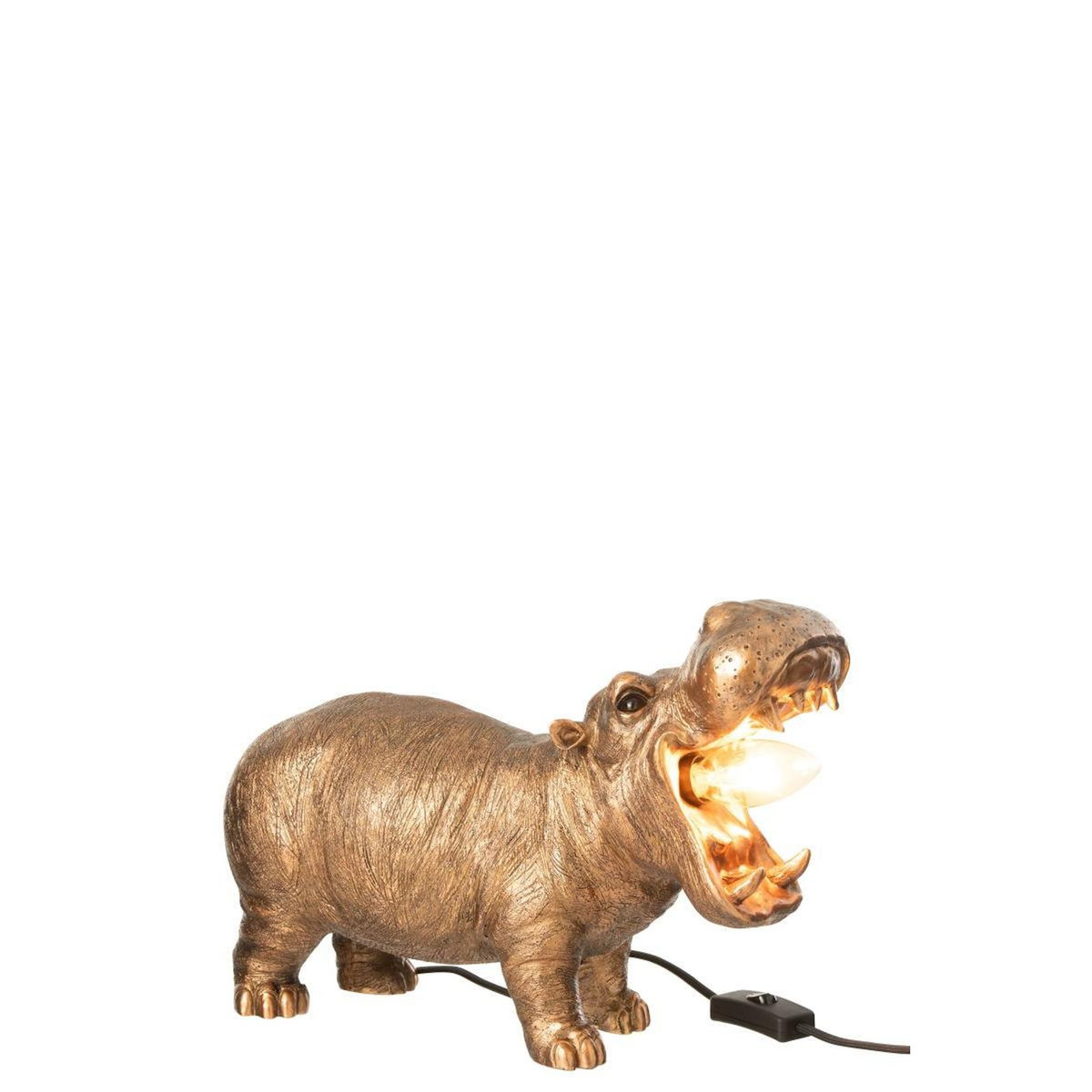 Paris Prix Lampe à Poser en Résine  Hippopotame  37cm Cuivre