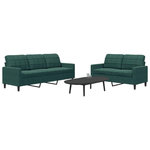 VIDAXL Ensemble de canapes 2 pcs avec coussins Vert fonce Velours