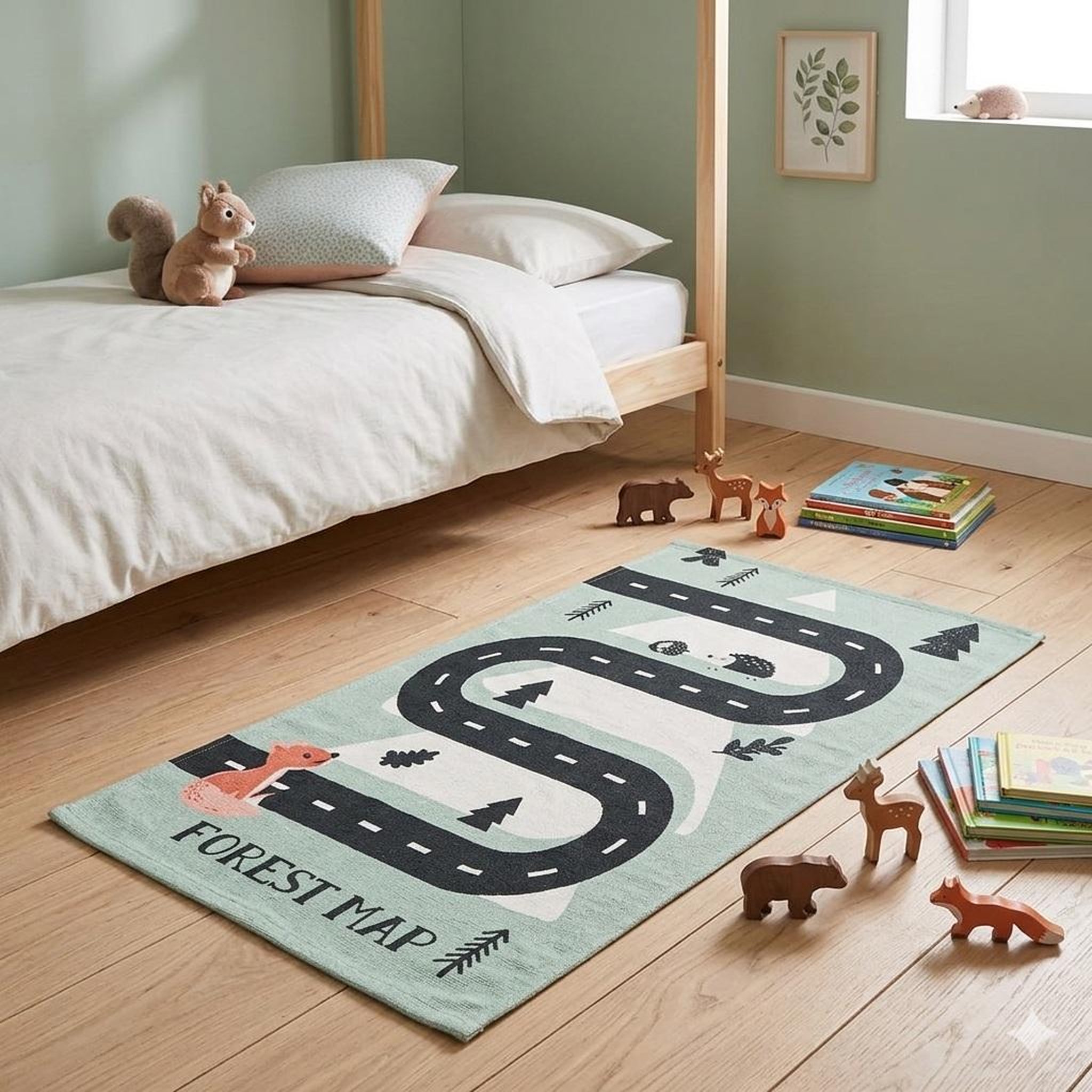 Voir la diapositive 2 : Eden Tapis enfant circuit forêt design et moderne