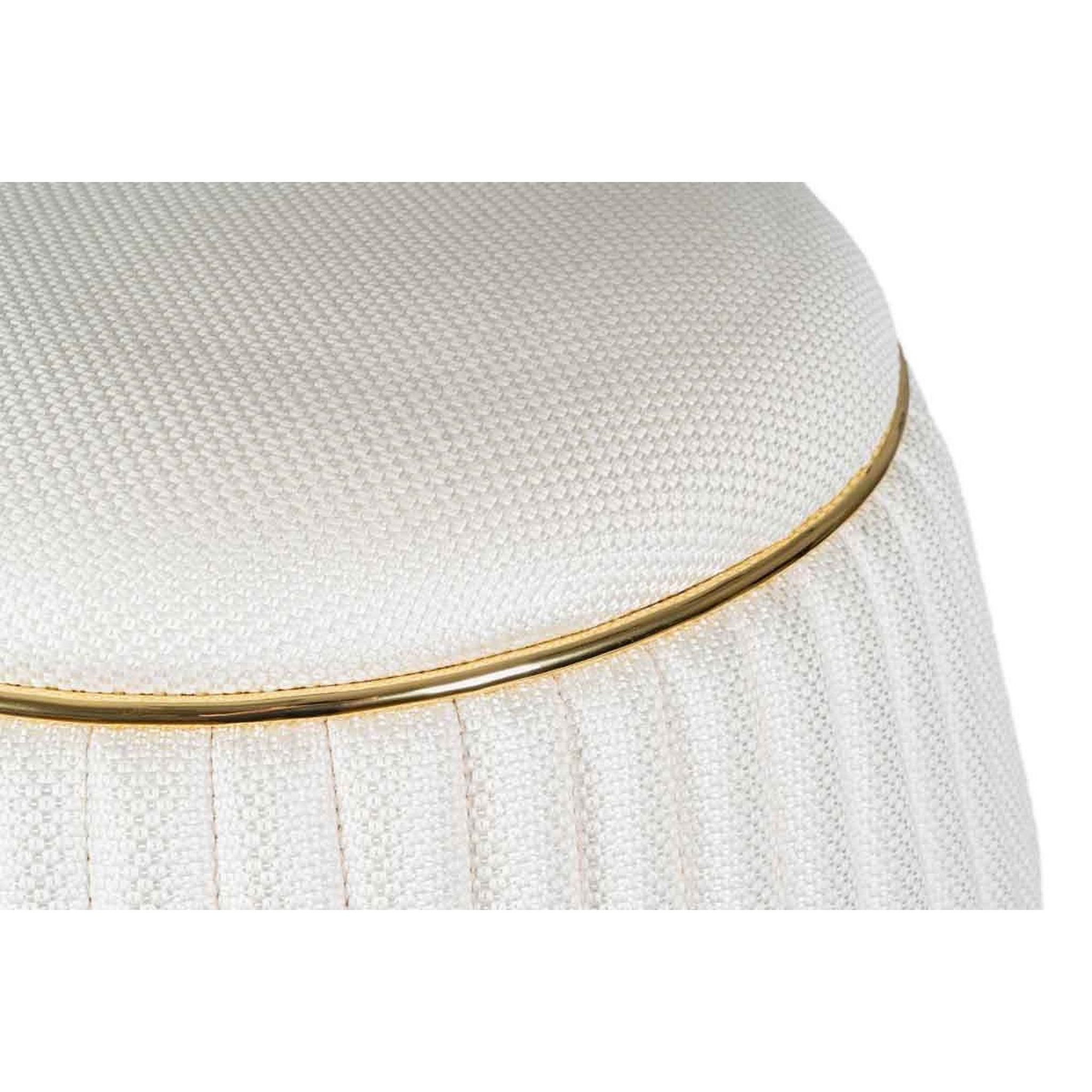 Voir la diapositive 4 : Paris Prix Pouf matelassé  doric  53cm ivoire & or