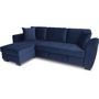 Voir la diapositive 2 : MARKET24 Canapé d'angle convertible HAMILTON 4 places - Tissu velours bleu - L 245 x P 140 x H 86 - Coffre de rangement