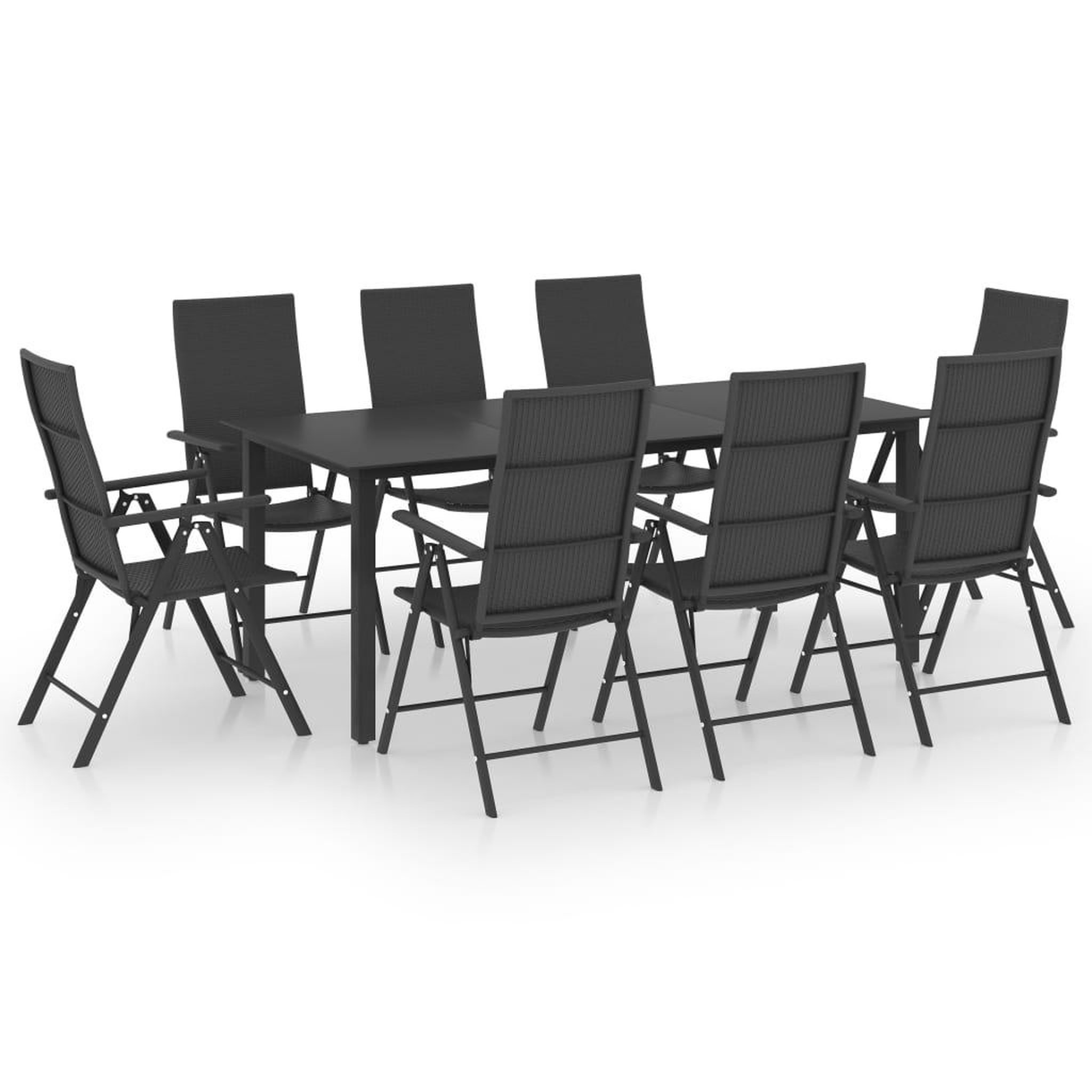 Voir la diapositive 2 : VIDAXL Ensemble a manger de jardin 9 pcs noir
