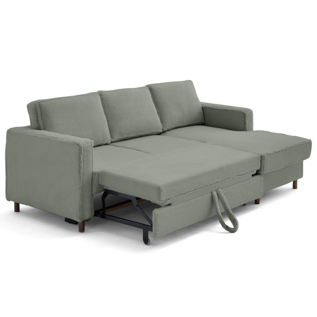 LISA DESIGN Jake - canapé d'angle droit 4 places convertible avec coffre en fausse fourrure