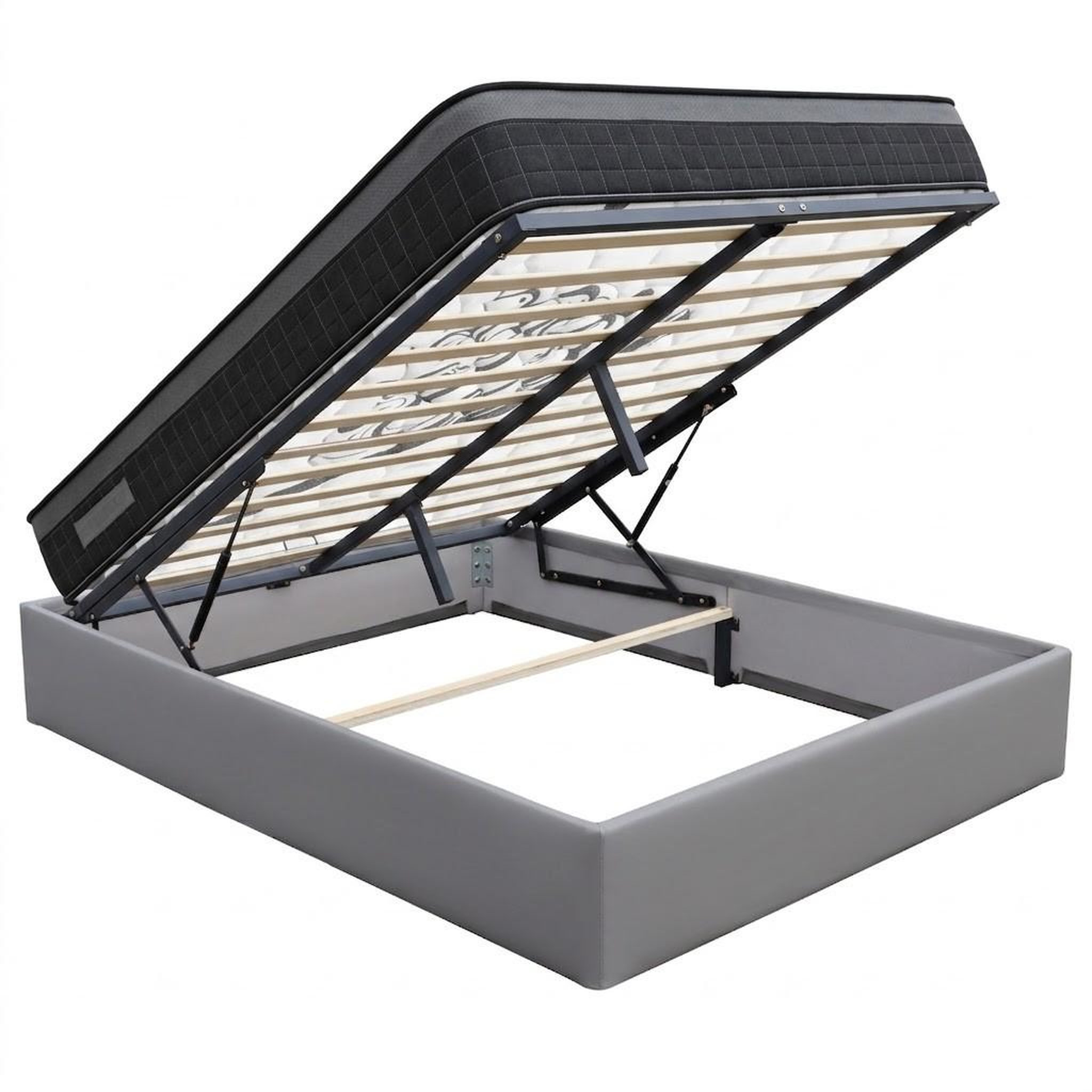 Voir la diapositive 2 : KING OF DREAMS Ensemble Lit Coffre et Matelas  Soutien Ferme 2 Faces