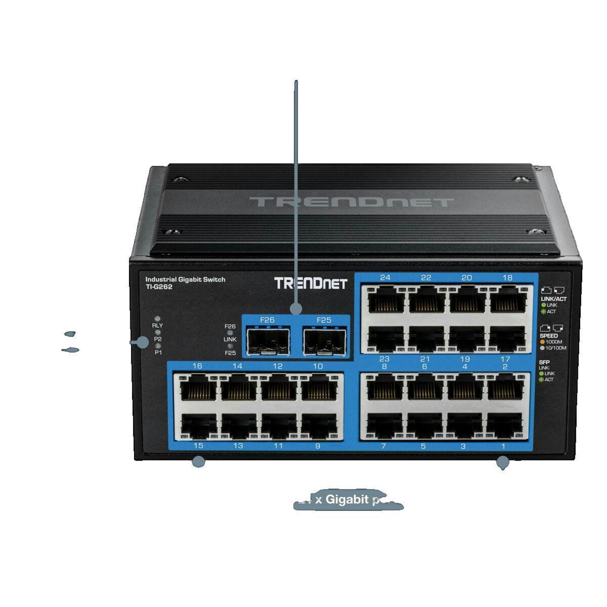 Voir la diapositive 2 : Trendnet Commutateur Trendnet TI-G262 26 ports gigabit noir