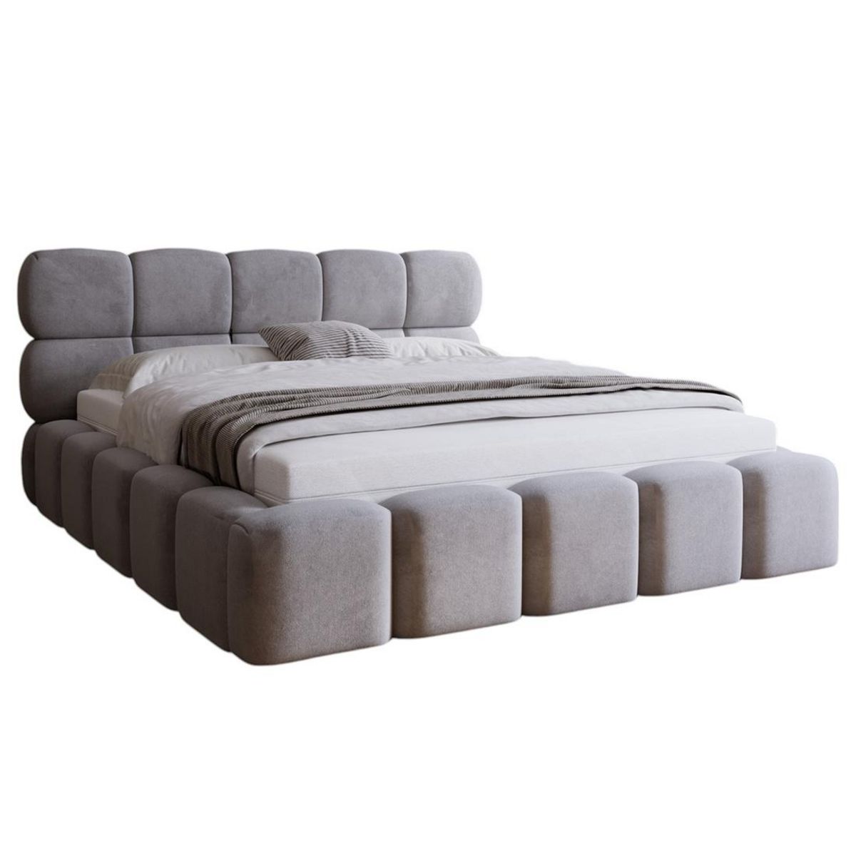 BEST MOBILIER Mariposa - lit coffre - 160x200 cm - sommier inclus - en velours