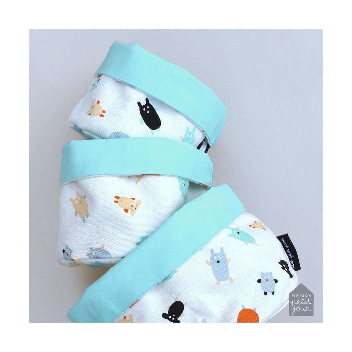 Petit Jour Corbeilles Gigognes en Coton Enduit : Ensemble de 3 pour un Rangement Pratique et Élégant