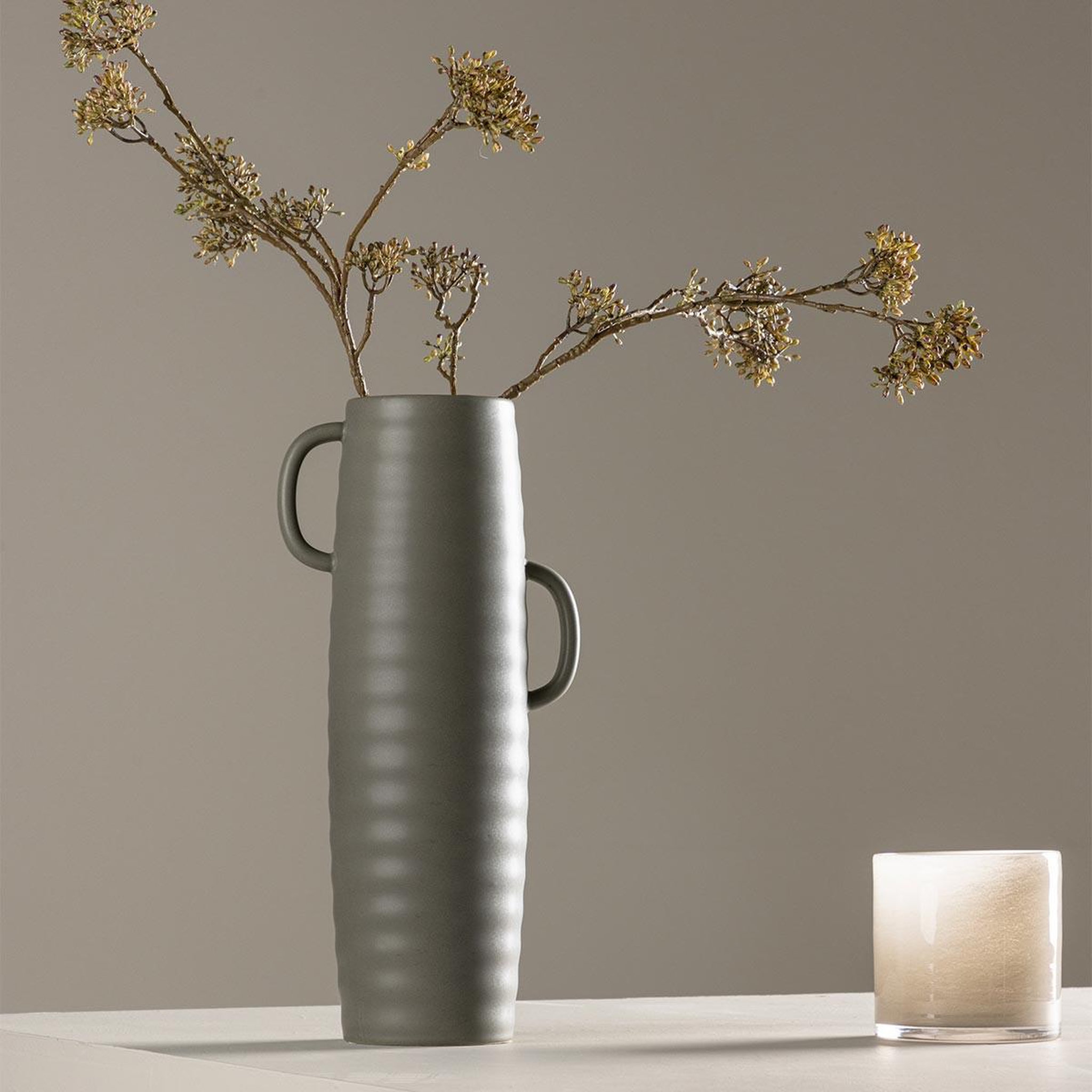 Voir la diapositive 5 : Paris Prix Vase ondulé en céramique  cent  41cm gris foncé